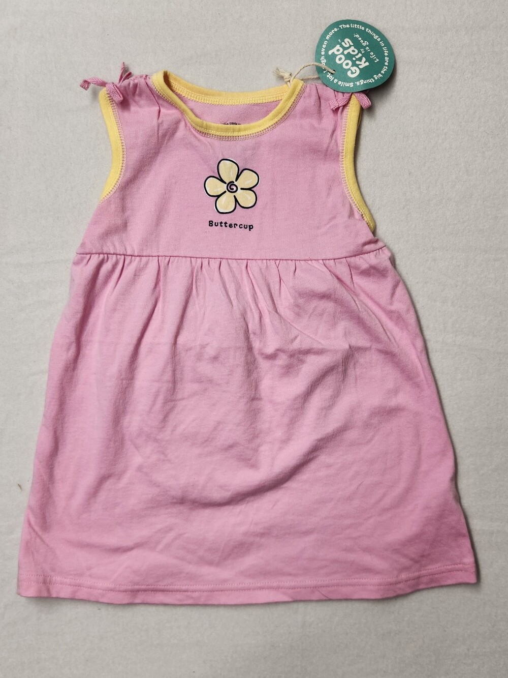 NWT Life Is Good Baby Girl Buttercup Flower Tank Dress Pink Yellow 12-18M Cotton